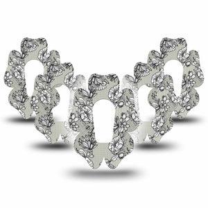 ExpressionMed Black Lace Dexcom G6 Flower Shape Tape 5-Pack Tape Classic Lace, Adhesive Patch Continuous Glucose Monitor Design