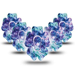 ExpressionMed Deep Purple Swirl Flower Dexcom G6 Tape, 5-Pack, Vibrant Purple Waves Inspired, CGM Overlay Patch Design with center stickers
