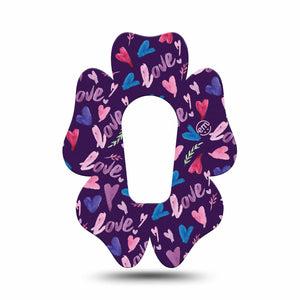ExpressionMed Watercolor Love Flower Dexcom G6 Tape, Single, Watercolored Writing Inspired, CGM Plaster Patch Design