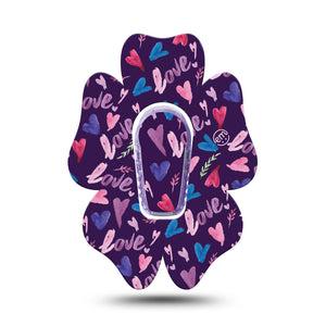 ExpressionMed Watercolor Love Flower Dexcom G6 Tape, Single Tape and Sticker, Watercolored Writing Inspired, CGM Plaster Patch Design