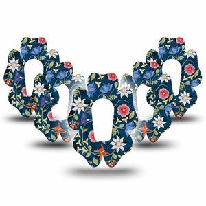 ExpressionMed Floral Folklore Dexcom G6 Flower Shape Tape 5-Pack Blooming Florals Inspired Adhesive Patch Continuous Glucose Monitor Design