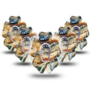 ExpressionMed Sea in a Storm Dexcom G6 Flower Shape Tape 5-Pack Tape and 5-Pack Sticker Violent Storm Adhesive Patch Continuous Glucose Monitor Design