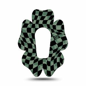 ExpressionMed Green & Black Checkerboard Dexcom G6 Flower Shape Tape Single Tape  Adhesive Patch Continuous Glucose Monitor Design