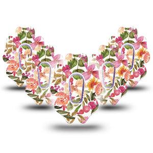ExpressionMed Spring Bouquet Dexcom G6 Flower Shape Tape 5-Pack Seasonal Flowers Adhesive Patch Continuous Glucose Monitor Design with Center Stickers