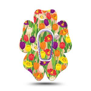 ExpressionMed Tulips Flower Dexcom G6 Tape, Single, Pretty Little Flowerets Themed, CGM Plaster Patch Design with Center Sticker