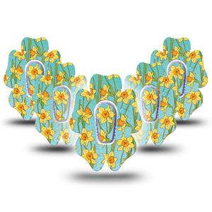 ExpressionMed Daffodils Dexcom G6 Flower Shape 5-Pack Yellow Flowers Plaster Continuous Glucose Monitor Design with Center Stickers