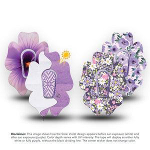ExpressionMed Purple Hues Variety Pack Dexcom G6 Flower Shape Tape, 4-Pack Tape and 4-Pack Stickers Variety Photochromatic Color Shift, Adhesive Patch Continuous Glucose Monitor Design