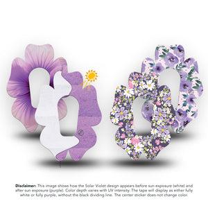 ExpressionMed Purple Hues Variety Pack Dexcom G6 Flower Shape Tape, 4-Pack Tape Variety Sunlight-Responsive Color, Adhesive Patch Continuous Glucose Monitor Design