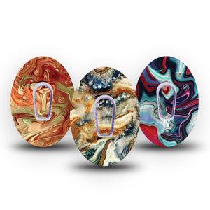 ExpressionMed Whirling Colors Dexcom G6 Tape and Sticker, Abstract Marble, CGM Adhesive Tape Design 