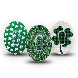 St Patrick's Day Dexcom G6 Variety Pack, 3 Tapes, CGM Adhesive green clover designs