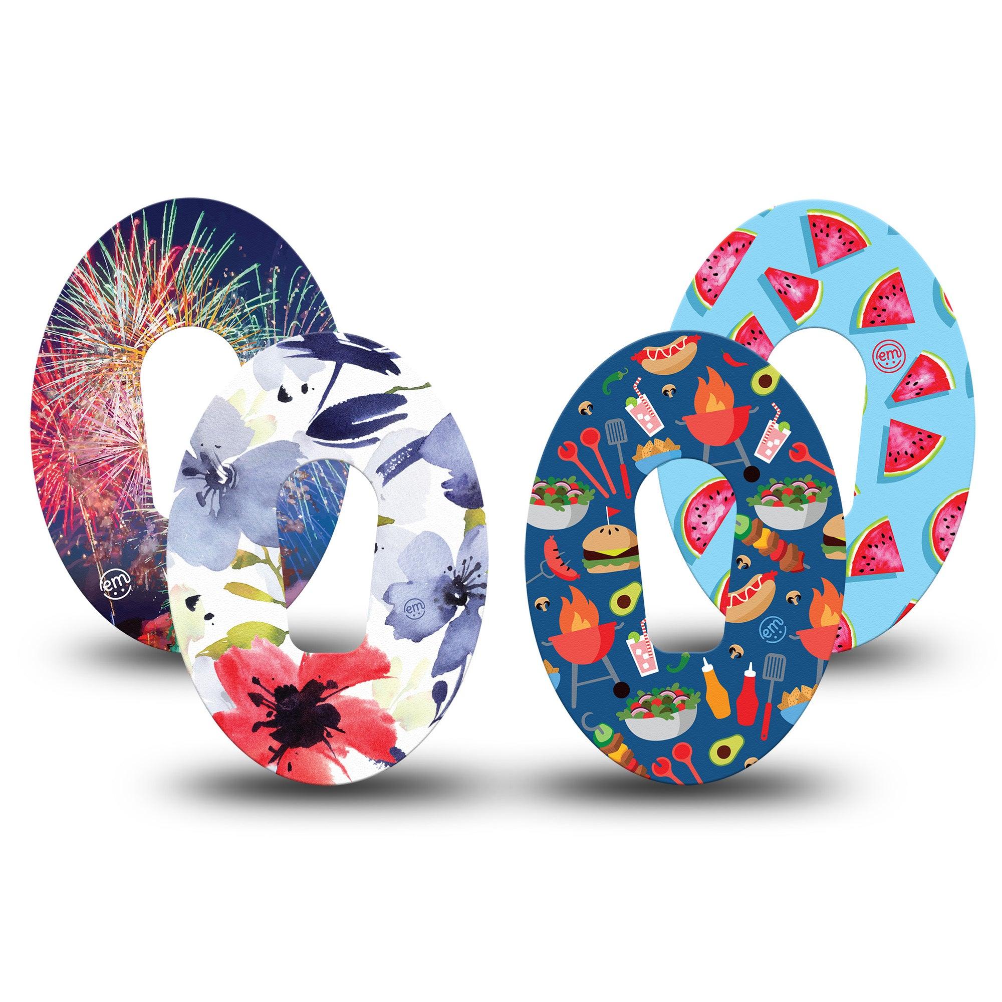 Summertime Variety Pack Dexcom G6 Tape, 4-Pack, Summer Outing Inspired, CGM Plaster Patch Design
