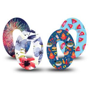 Summertime Variety Pack Dexcom G6 Tape, 4-Pack, Summer Outing Inspired, CGM Plaster Patch Design