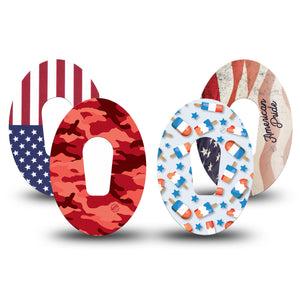 Americana Variety Pack Dexcom G6 Tape, 4-Pack, Proud American Themed, CGM Overlay Patch Design