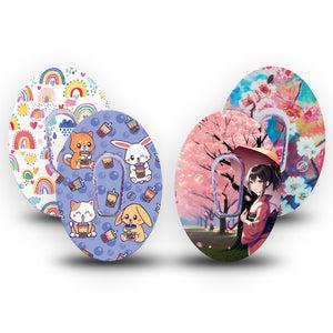 ExpressionMed Anime Style Variety Pack Dexcom G6 Tape and Sticker, 8-Pack, Anime Vibe, CGM Tape and Sticker Design