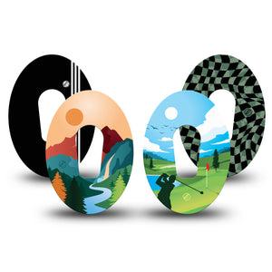 ExpressionMed Tee-Off Paradise Variety Pack Dexcom G6 Tape, 4-Pack, Lifestyle Hobby Inspired, CGM Overlay Patch Design