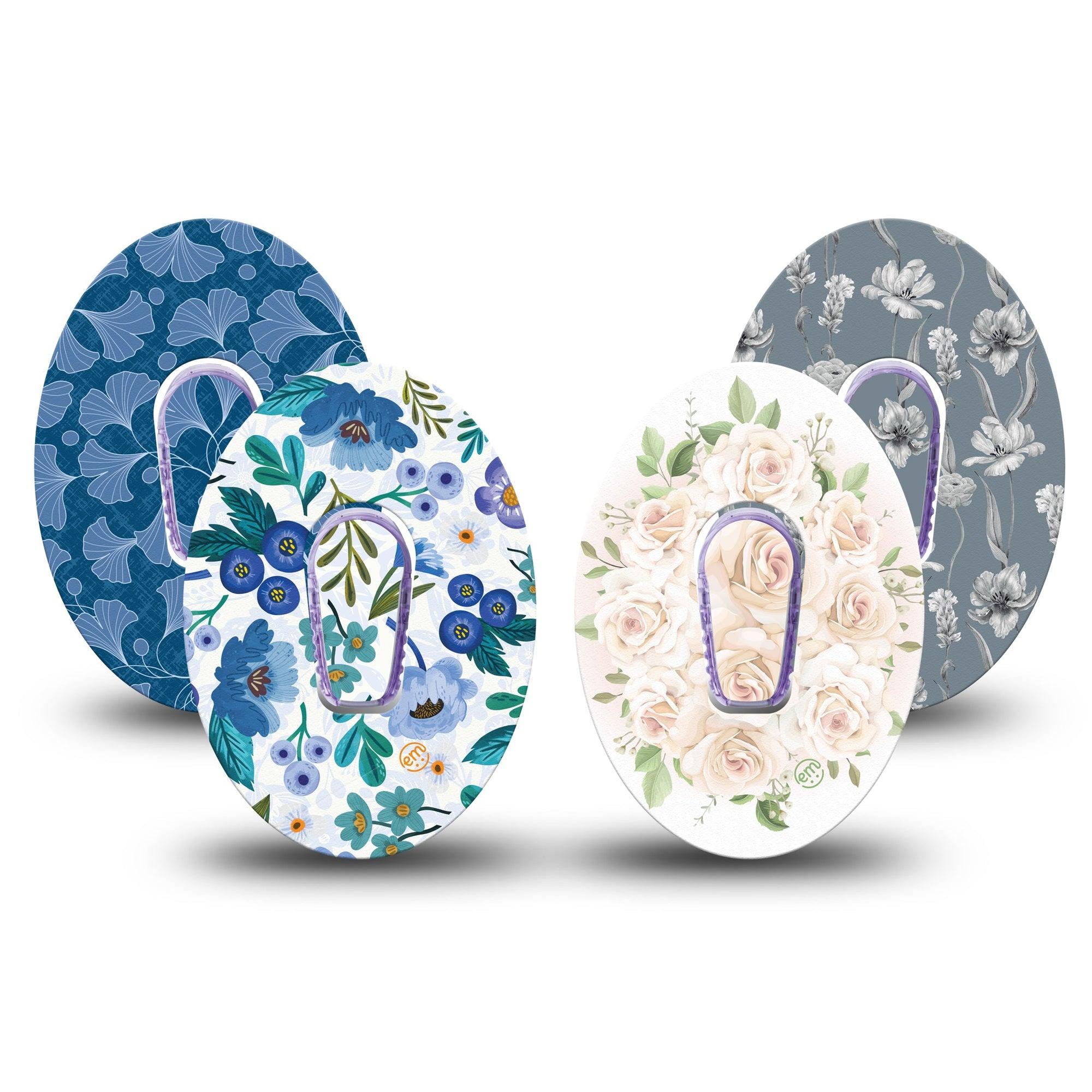 ExpressionMed Winter Florals Variety Pack Dexcom G6 Tape & Sticker 8-Pack Muted Florals, CGM Tape and Sticker Pairing