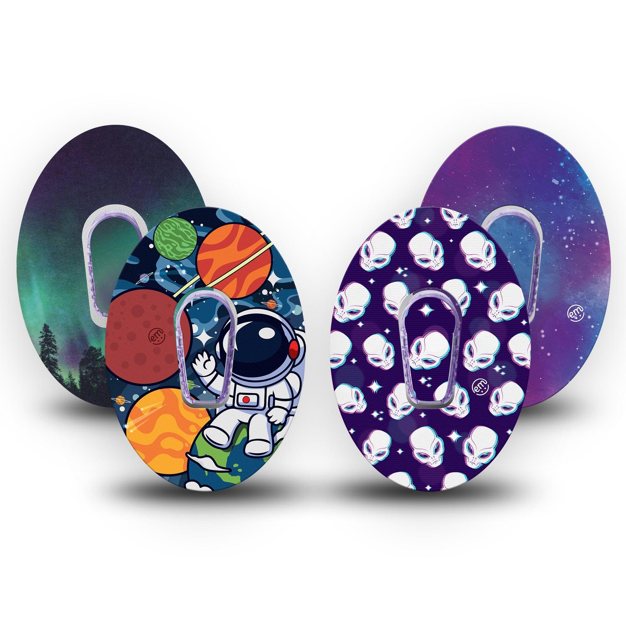 ExpressionMed Abduction Variety Pack Dexcom G6 Tape 4-Pack Tape and 4-Pack Sticker Variety Spooky Alien Theme,  Plaster Continuous Glucose Monitor Design