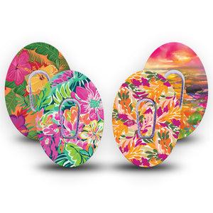 ExpressionMed Tangerine Tropics Variety Pack Dexcom G6 Sticker and Tape Lush Holiday Retreat, Vinyl Sticker and Tape Design CGM Design