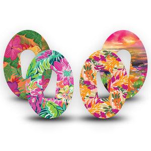 ExpressionMed Tangerine Tropics Variety Pack Dexcom G6 Tape, 4-Pack Tape Variety Floral Island Escape, Plaster Continuous Glucose Monitor Design