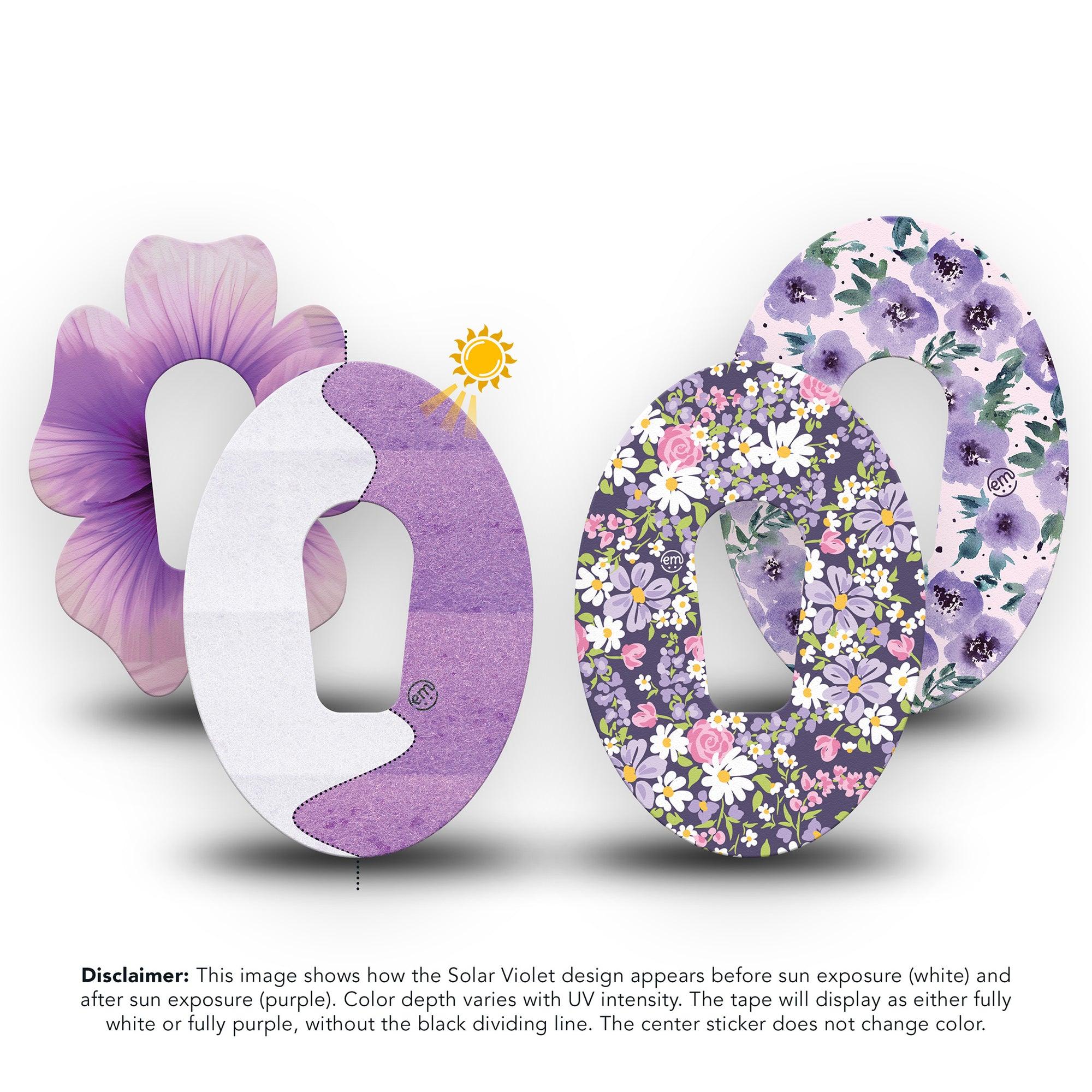 ExpressionMed Purple Hues Variety Pack Dexcom G6 Tape, 4-Pack Tape Variety UV-Activated Purple, Plaster Continuous Glucose Monitor Design