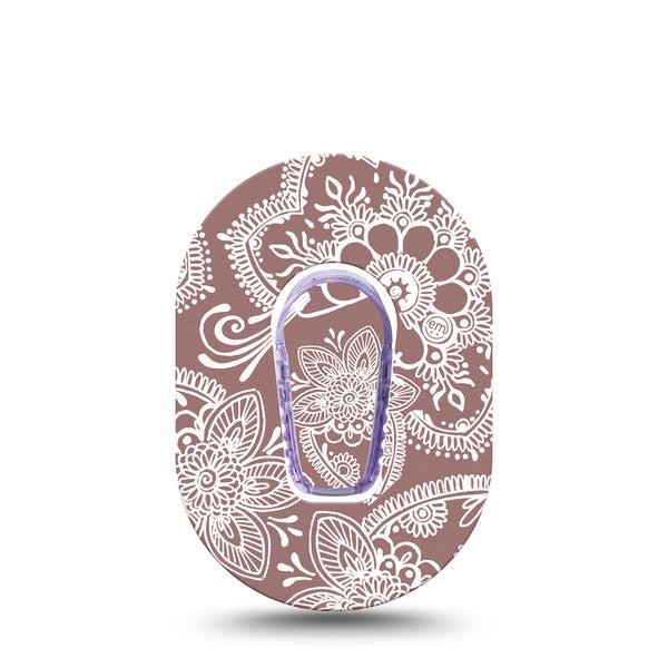 ExpressionMed Henna Dexcom G6 Mini Tape Single Tape and Single Sticker Intricate Henna Inspiration, Adhesive Tape CGM Design
