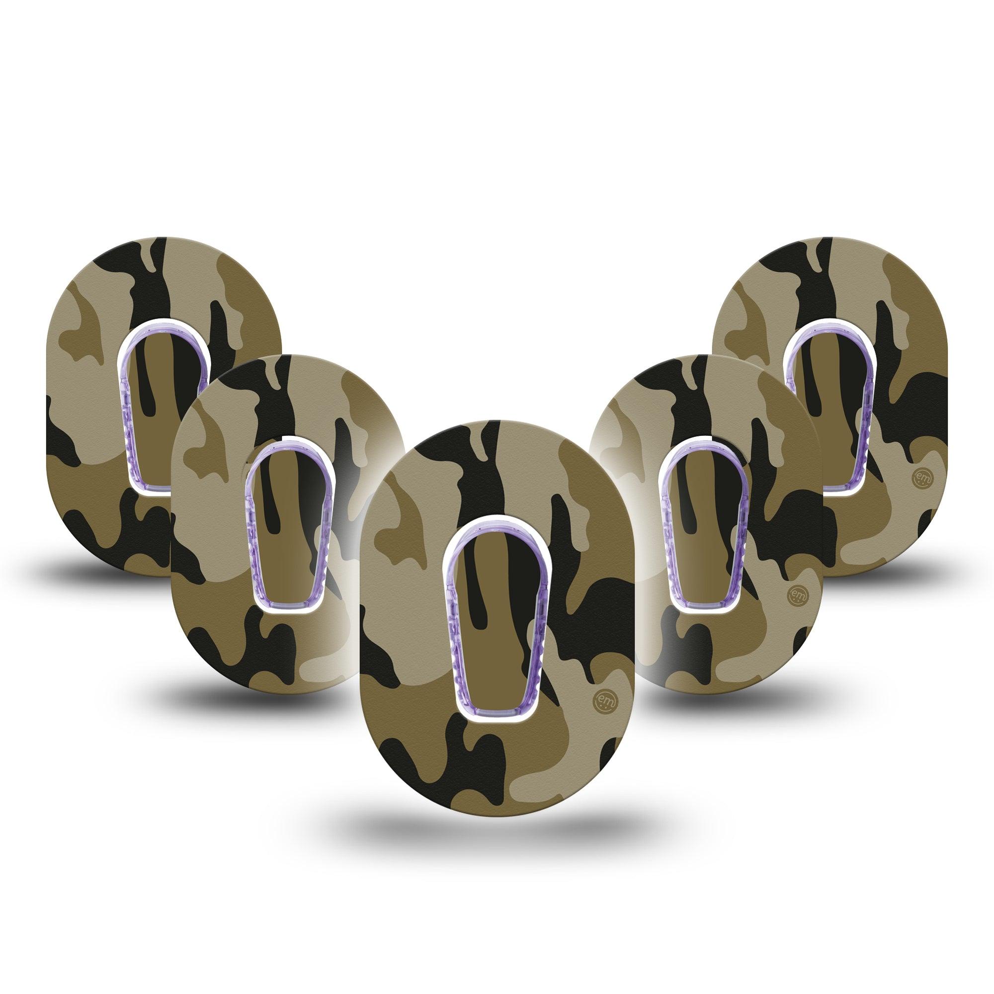 ExpressionMed Camo Dexcom G6 Mini Tape 5-Pack Tape and 5-Pack Sticker classic camo pattern, Adhesive Tape CGM Design