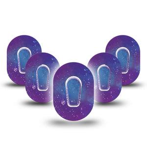 ExpressionMed Galaxy Dexcom G6 Mini Tape 5-Pack Tape and 5-Pack Sticker Space Inspired Art, Adhesive Tape CGM Design