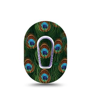 ExpressionMed Peacock Dexcom G6 Mini Tape, Single Sticker and Single Tape, Vibrant Feathers Adhesive Tape Pump Design