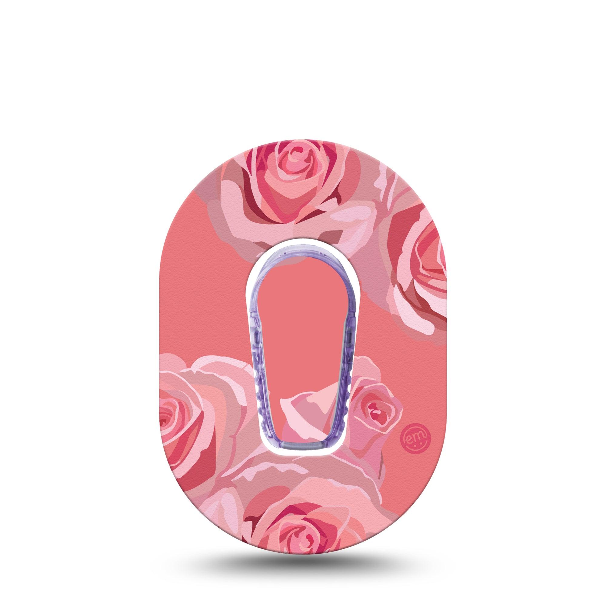 ExpressionMed Blush Rose Dexcom G6 Mini Tape Single Tape and Single Sticker Pastel Flower, Adhesive Tape CGM Design