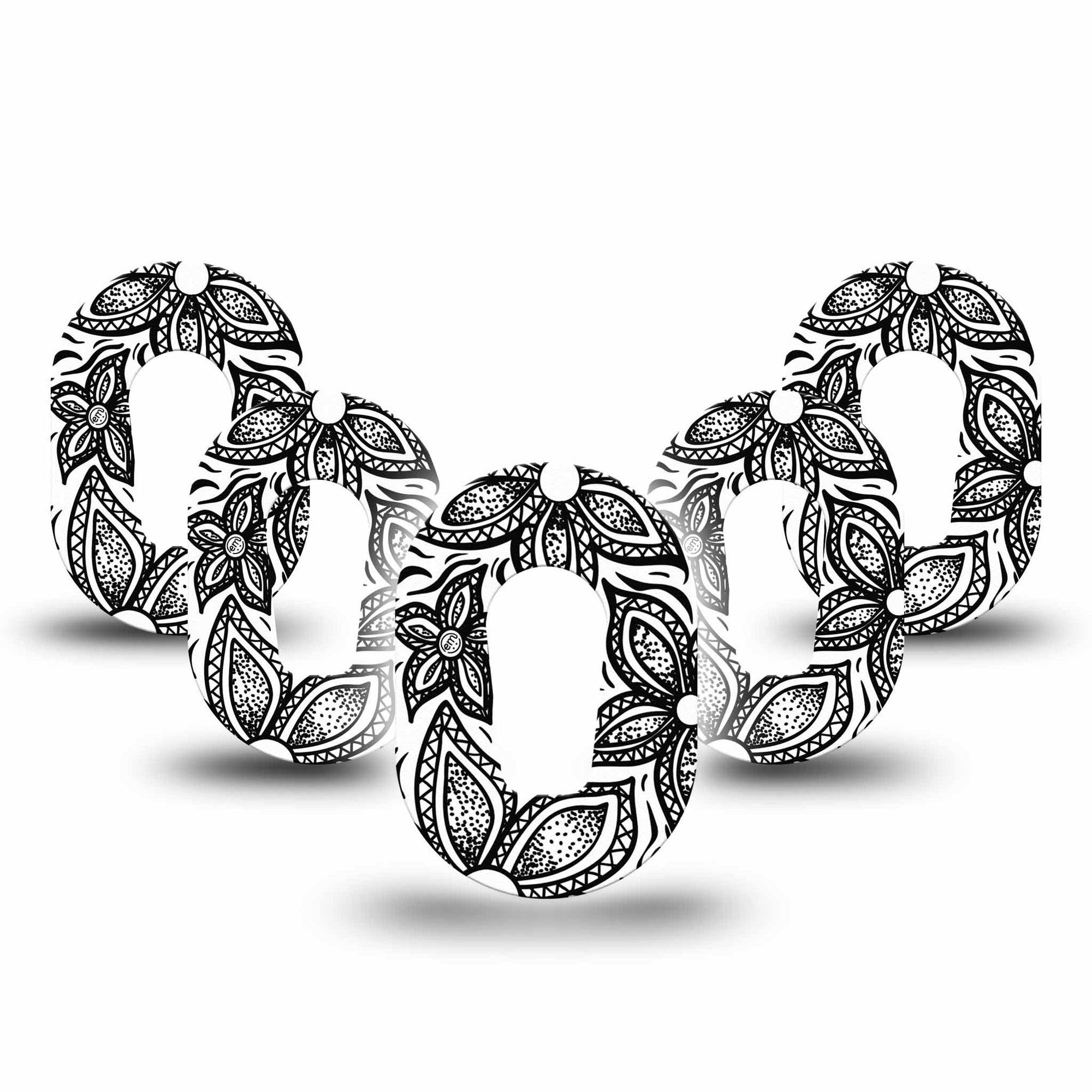 Black and White Floral Dexcom G6 Mini Tape 5-Pack