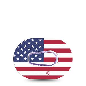 ExpressionMed U.S. Flag Dexcom G6 Mini Tape Single Tape and Single Sticker Nationalistic Artwork, Adhesive Tape CGM Design