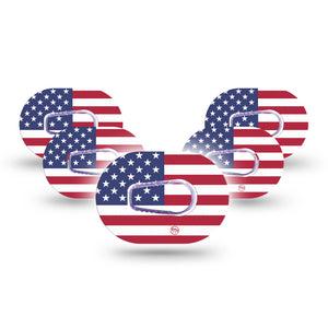 ExpressionMed U.S. Flag Dexcom G6 Mini Tape, 5-Pack Tape + 5-Pack Sticker National Flag, Adhesive Tape CGM Design