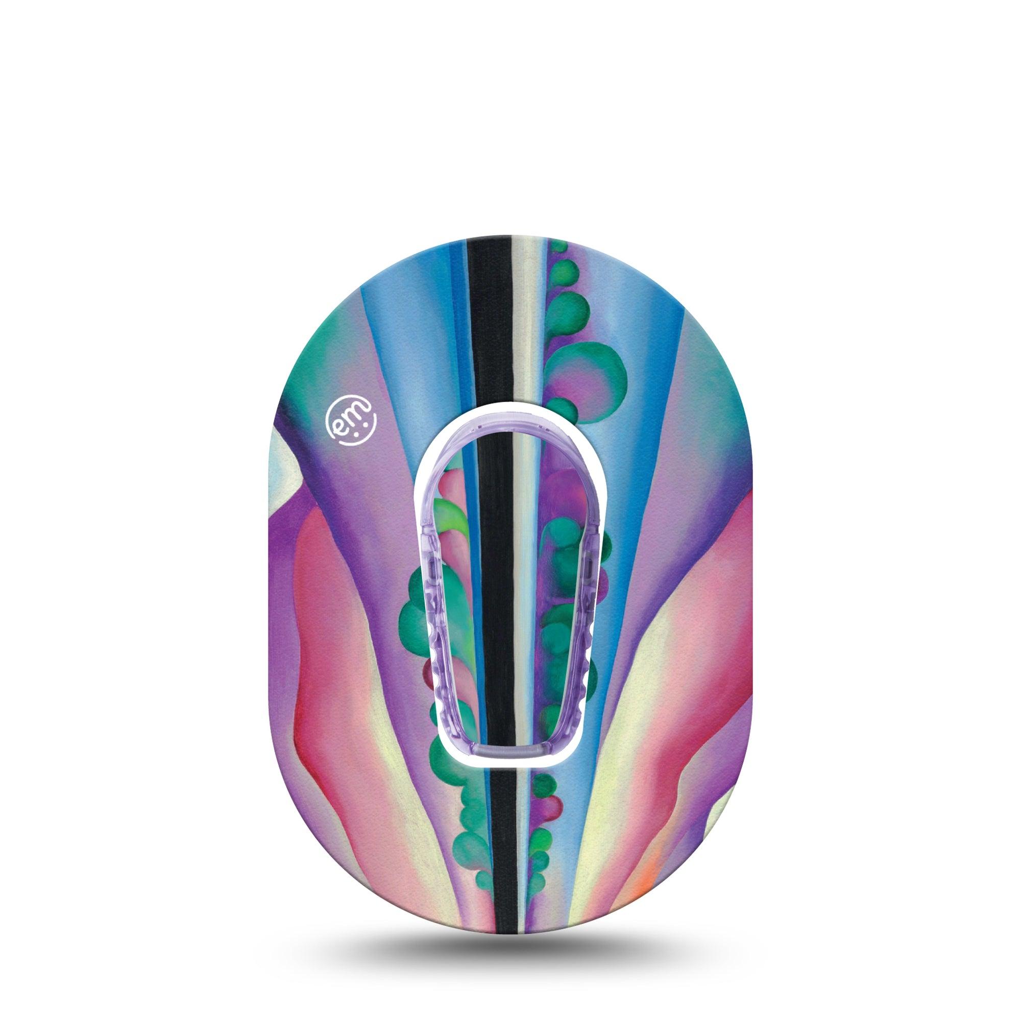 ExpressionMed Lake George Reflection Dexcom G6 Mini Tape, Single Sticker and Tape, Multicolored Reflections Themed, CGM Plaster Patch Design