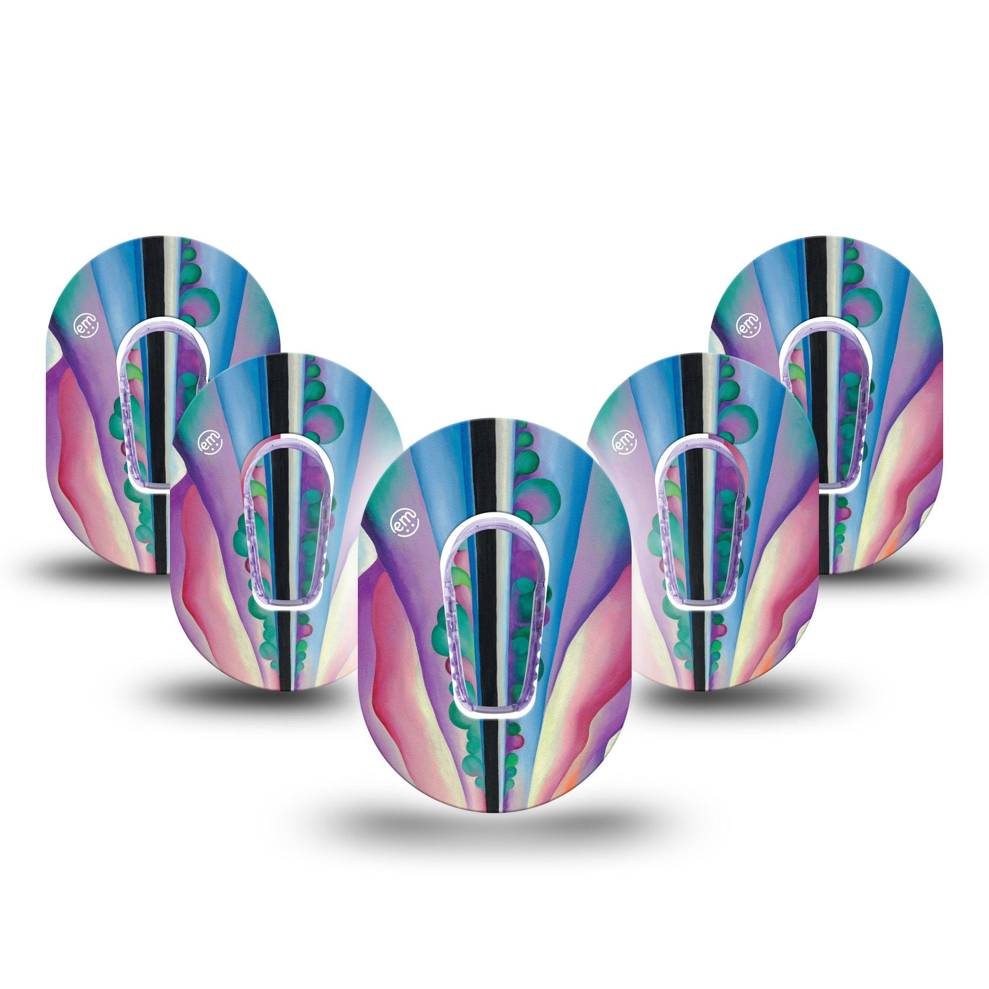 ExpressionMed Lake George Reflection Dexcom G6 Mini Tape, 5-Pack Stickers and Tapes, Multicolored Waves Themed, CGM Adhesive Patch Design