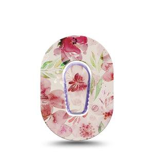 ExpressionMed Ethereal Spring Dexcom G6 Mini Tape, Single, Elegant Florals Inspired, CGM Overlay Patch Design with center sticker