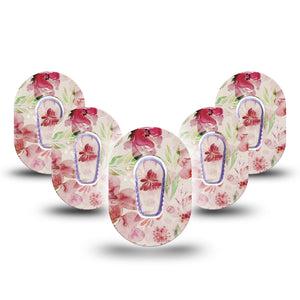 ExpressionMed Ethereal Spring Dexcom G6 Mini Tape, 5-Pack, Lovely Florals Themed, CGM Plaster Patch Design with center stickers