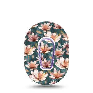 ExpressionMed Magnolia Dexcom G6 Mini Tape, Single Sticker and Tape, Pink Fragrant Florals Inspired, CGM Adhesive Patch Design