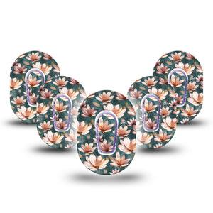 ExpressionMed Magnolia Dexcom G6 Mini Tape, 5-Pack Stickers and Tapes, Spring Aromatic Florals Themed, CGM Plaster Patch Design
