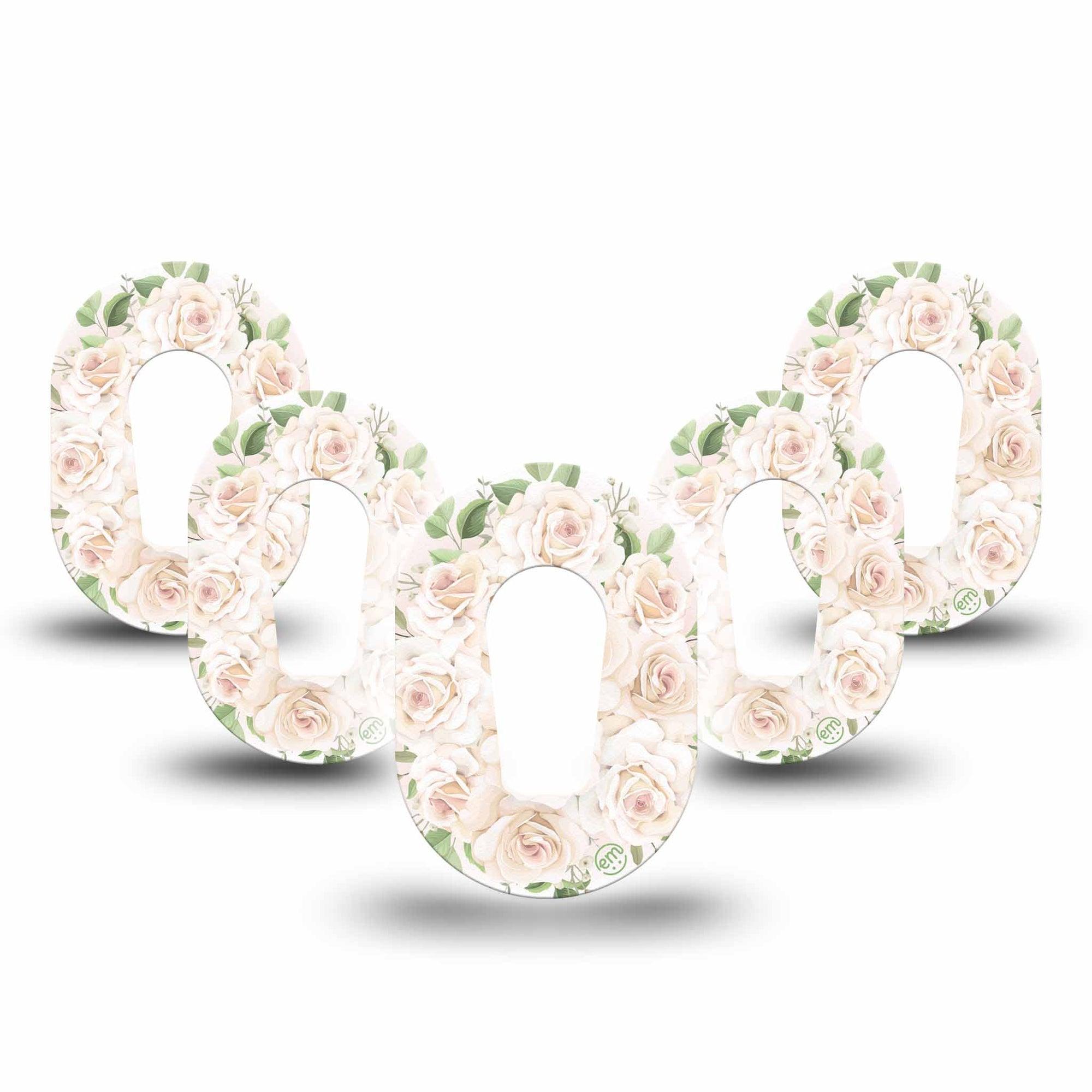 Wedding Bouquet Dexcom G6 Mini Tape, 5-Pack, White Flowers Themed, CGM Plaster Patch Design