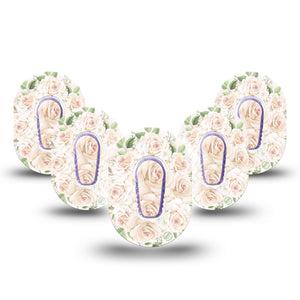 Wedding Bouquet Dexcom G6 Mini Tape, 5-Pack Tape and 5-Pack Sticker, White Flowers Themed, CGM Plaster Patch Design