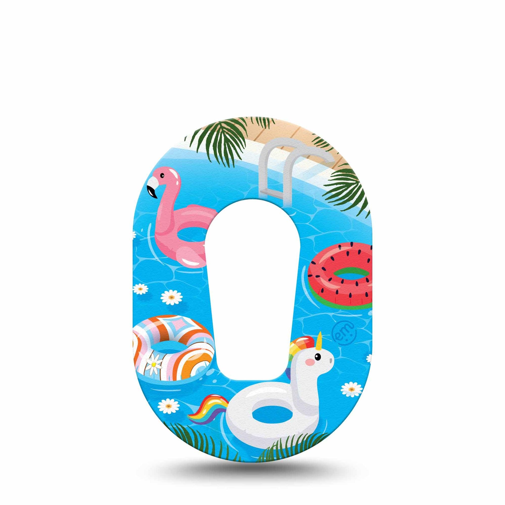 ExpressionMed Summer Pool Dexcom G6 Mini Tape, Single, Pool Resort Inspired, CGM Overlay Patch Design