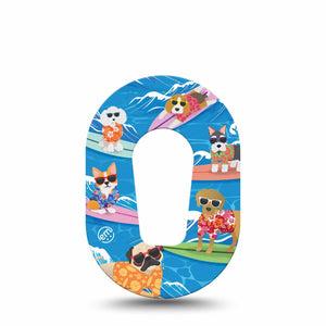 ExpressionMed Surfing Dogs Dexcom G6 Mini Tape, Single, Awesome Dogs Themed, CGM Adhesive Patch Design