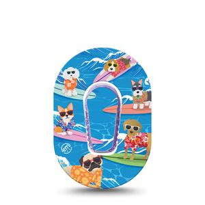ExpressionMed Surfing Dogs Dexcom G6 Mini Tape, Single Tape and Single Sticker, Awesome Dogs Themed, CGM Adhesive Patch Design