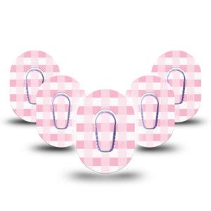 ExpressionMed Pink Gingham Dexcom G6 Mini Tape, 5-Pack, Gingham Design Inspired, CGM Plaster Patch Design with center sticker