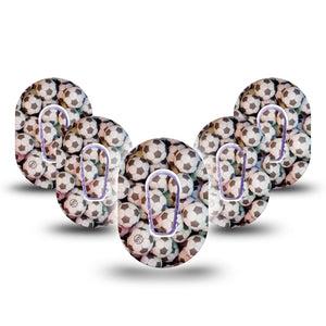 ExpressionMed Soccer Dexcom G6 Mini Tape, 5-Pack, Soccer Game Themed, CGM Plaster Patch Design with center stickers