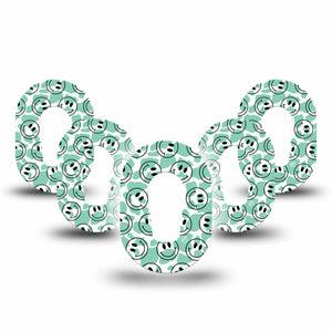 ExpressionMed Happy Cow Print Dexcom G6 Mini Tape, 5-Pack, Green Animal Spots Themed, Adhesive Patch Design