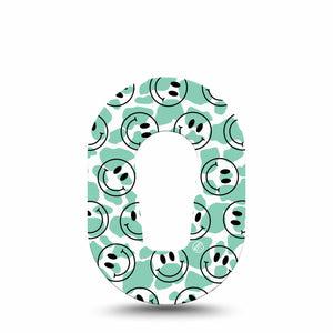 ExpressionMed Happy Cow Print Dexcom G6 Mini Tape, Single, Green Animal Skin Inspired, CGM Overlay Patch Design
