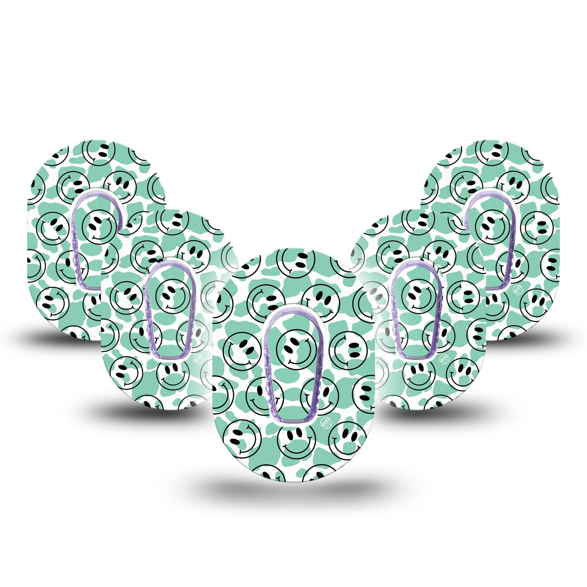 ExpressionMed Happy Cow Print Dexcom G6 Mini Tape, 5-Pack Tape + 5-Pack Sticker Blissful Cow, Adhesive Tape CGM Design