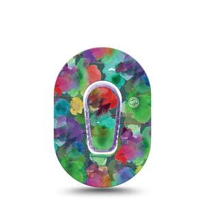 ExpressionMed Watercolor Mood Dexcom G6 Mini Tape, Single Sticker and Tape, Watercolor Splashes, CGM Adhesive Patch Design