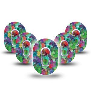 ExpressionMed Watercolor Mood Dexcom G6 Mini Tape 5-Pack Stickers and Tapes, Color Spots, CGM Adhesive Patch Design